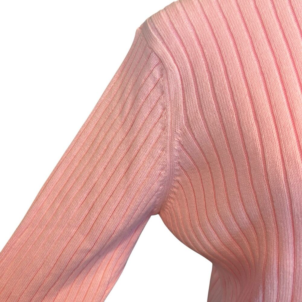 Vintage 80s Pink Ribbed Turtleneck Sweater Sz M - Picture 8 of 16